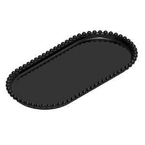 Bandeja Esfera Acrílica Durável Oval - Preto - 25x13cm - 1 unidade - Rizzo - Rizzo