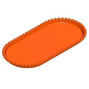 Bandeja Esfera Acrílica Durável Oval - Laranja - 25x13cm - 1 unidade - Rizzo - Rizzo