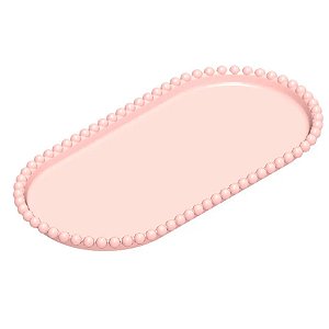 Bandeja Esfera Acrílica Durável Oval - Rosa Candy - 25x13cm - 1 unidade - Rizzo - Rizzo