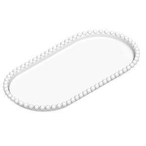 Bandeja Esfera Acrílica Durável Oval - Branco - 25x13cm - 1 unidade - Rizzo - Rizzo