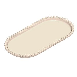 Bandeja Esfera Acrílica Durável Oval - Bege - 25x13cm - 1 unidade - Rizzo - Rizzo