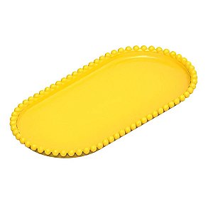 Bandeja Esfera Acrílica Durável Oval - Amarelo - 25x13cm - 1 unidade - Rizzo - Rizzo
