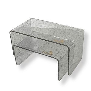 Kit Suporte para Doces Elevadores Clean Glitter - Prata - 2 unidades - Só Boleiras - Rizzo