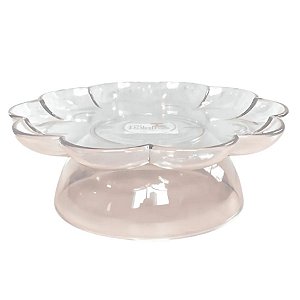 Bandeja Flower Com Pé - 205mm - Transparente - 1 unidade - Só Boleiras - Rizzo