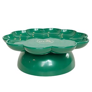 Bandeja Flower Com Pé - 205mm - Verde Folha - 1 unidade - Só Boleiras - Rizzo