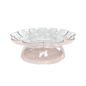 Bandeja Flower Com Pé - 180mm - Transparente - 1 unidade - Só Boleiras - Rizzo