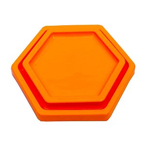 Bandeja Sextavada Laranja Neon - 01 unidade - Só Boleiras - Rizzo Embalagens