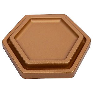 Bandeja Sextavada Premium Rose Gold - 01 unidade - Só Boleiras - Rizzo Embalagens