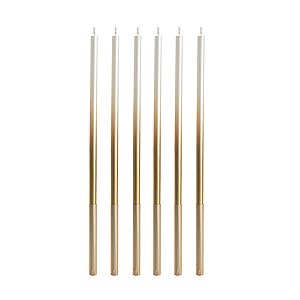 Vela Palito Gigante Dégradé Pérola com Dourado 15 cm - 1 unidade Pct. c/ 6 unidades - Rizzo