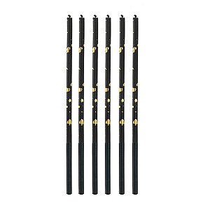 Vela Palito Gigante Preto com Dourado 17 cm - 1 unidade Pct. c/ 6 unidades - Rizzo