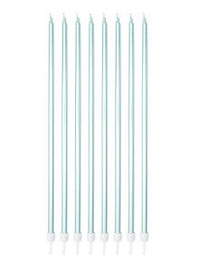 Vela Palito Gigante Metalizada Azul - 8 unidades - Rizzo