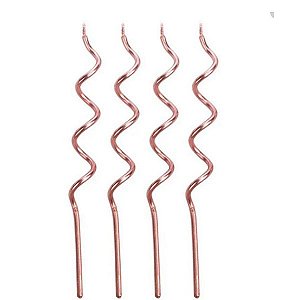 Vela Espiral Rose - 4 unidades - Rizzo