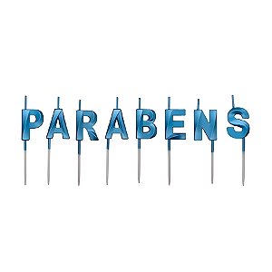 Vela "Parabéns" Azul - 1 unidade - Rizzo