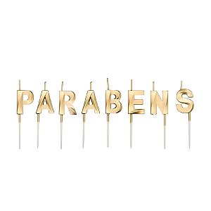 Vela "Parabéns" Dourado - 1 unidade - Rizzo