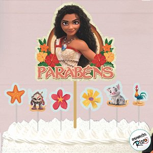 Topo de Bolo - Moana 2 - 7 unidades - Disney Original - Rizzo