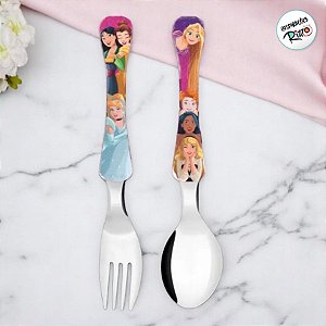 Kit Colher e Garfo Infantil - Princesas - 1 unidade - Disney Original - Rizzo