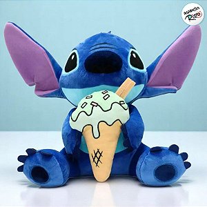 Pelúcia Stitch com Sorvete - 30cm - 1 unidade - Disney Original - Rizzo