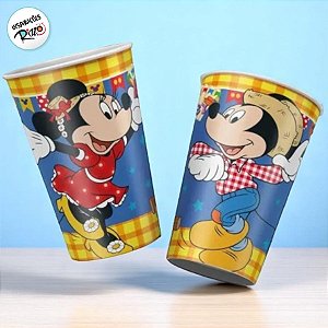 Copo de Papel 180ml - Arraiá do Mickey - 12 unidades - Disney Original- Rizzo