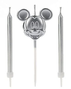 Vela Mickey Rosto Prata Disney  - 1 unidade - Disney Original - Rizzo
