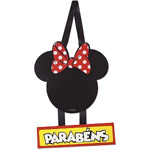 Placa Parabéns - Minnie - MDF - 1 unidade - Disney Original - Rizzo
