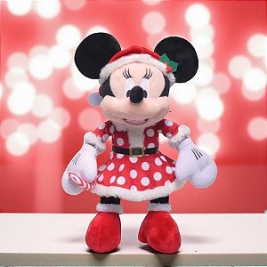 Pelúcia Minnie Com Vestido Poá Natal - 16cm - Disney Original - 01 Unidade - Cromus