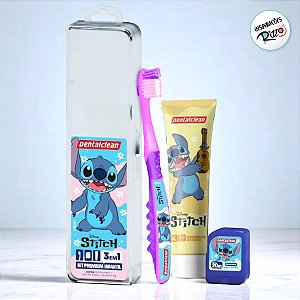 Kit Escovação Infantil Premium - Stitch - Amarelo - 1 unidade - Disney Original - Rizzo
