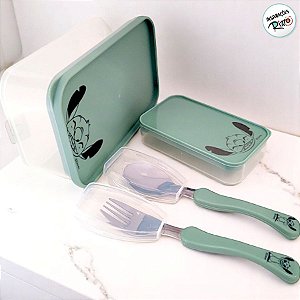 Conjunto para Lanchinho Stitch - Potes, Garfo e Colher - 1 unidade - Disney Original - Rizzo