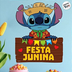 Painel Decorativo - Stitch Junino com Placa - 47x33cm - 1 unidade - Disney Original - Rizzo