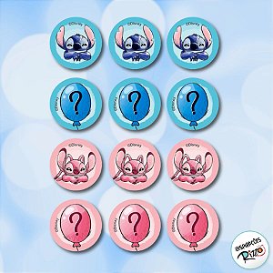 Aplique Imp em EVA - Chá Revelação Angel e Stitch - 12 unidades - Disney Original - Rizzo