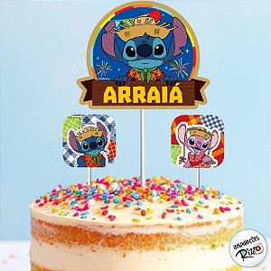 Topo de Bolo - Stitch Junino - 3 unidades - Disney Original - Rizzo