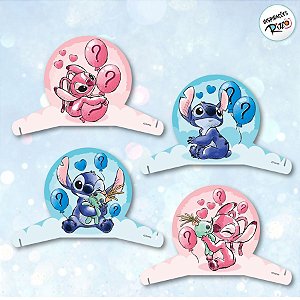 Decoração de Mesa - Chá Revelação Stitch e Angel - 4 unidades - Disney Original - Rizzo