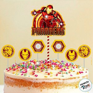 Topo de Bolo - Homem de Ferro - 7 unidades - Disney Original - Rizzo