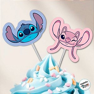 Pick Decorativo para Doces - Stitch e Angel - 12 unidades - Disney Original - Rizzo