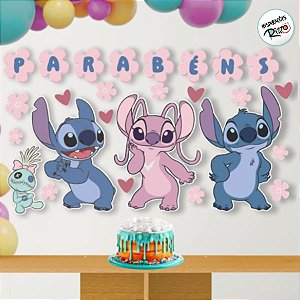 Kit Painéis Impressos em EVA - Stitch e Angel - 26 Itens - 1 unidade - Disney Original - Rizzo