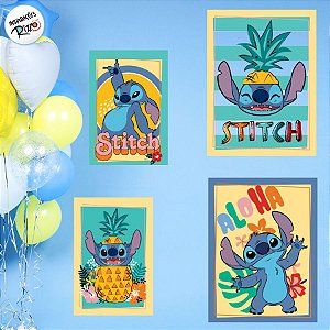 Quadros Decorativos - Stitch - 4 unidades - Disney Original - Rizzo
