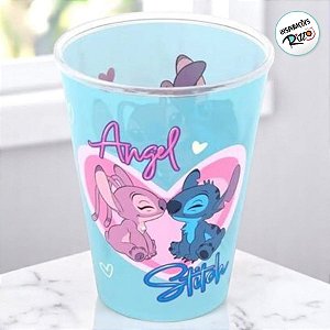 Copo de Plástico Stitch e Angel Love - 280ml - 1 unidade - Disney Original - Rizzo