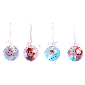 Kit Bolas Decorativas Frozen Disney - 7 cm DIâmetro Ø - 4 unidades - Disney Original - Rizzo