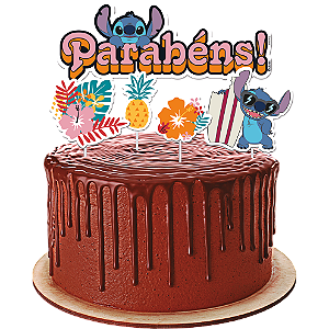 Topper para Bolo Festa Stitch- 04 Unidades - Disney Original - Rizzo Festas
