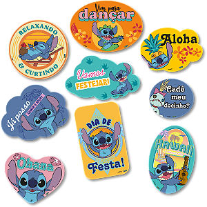 Kit Plaquinhas Divertidas Festa Stitch - 09 unidades - Disney Original - Rizzo Festas