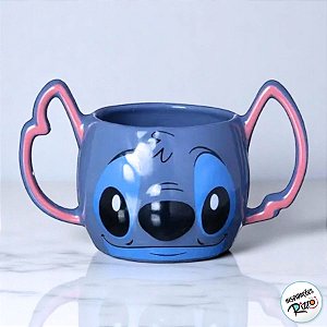 Caneca Formato 3D Stitch - Alça Dupla - 450ml - 1 unidade - Disney Original - Rizzo