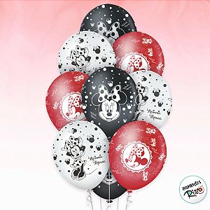 Balão de Festa Red Minnie 12" - 10 unidades - Disney Original - Rizzo Embalagens