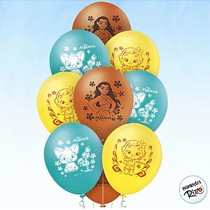 Balão de Festa Decorado 9" 22,8cm - Moana  - 25 unidades - Disney Original - Rizzo