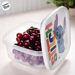Pote de Plástico Quadrado - Stitch - 1,1l - 16x16cm - 1 unidade - Disney Original - Rizzo