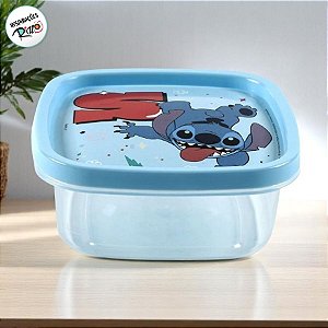Pote de Plástico Quadrado - Stitch - 580ml - 14x14cm - 1 unidade - Disney Original - Rizzo