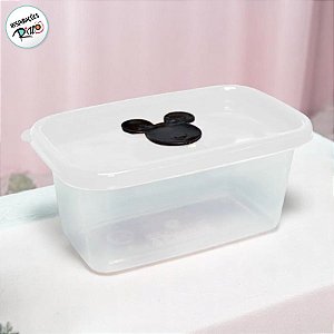 Pote com Válvula Retangular - Mickey Branco - 380ml - 14x8cm - 1 unidade - Disney Original - Rizzo