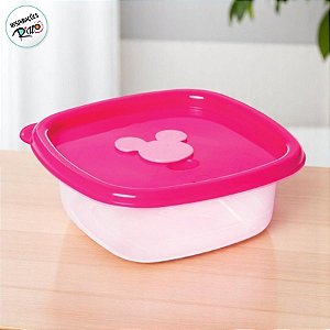 Pote com Válvula Quadrado - Minnie Rosa - 400ml - 13x13cm - 1 unidade - Disney Original - Rizzo