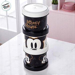 Porta Condimentos de Rosca do Mickey - Preto e Branco - 150ml - 18x7cm - 3 unidades - Disney Original - Rizzo