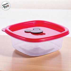 Pote com Válvula Quadrado - Mickey Vermelho - 400ml - 13x13cm - 1 unidade - Disney Original - Rizzo