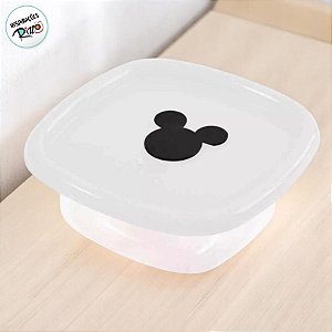 Pote com Válvula Quadrado - Mickey Branco - 400ml - 13x13cm - 1 unidade - Disney Original - Rizzo