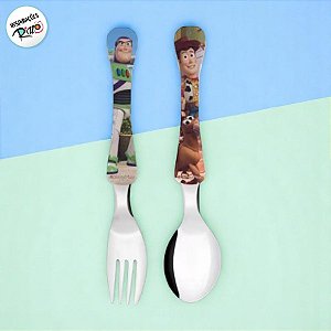 Kit Colher e Garfo Infantil - Toy Story Azul - 1 unidade - Disney Original - Rizzo